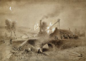 Mijnschacht en spoorweg door John Wilson (after) Carmichael