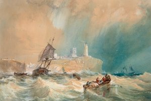 Een handelsbrig die uit Tynemouth vertrekt door John Wilson Carmichael