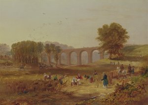 Corby Viaduct, de Newcastle en Carlisle Spoorweg door John Wilson Carmichael