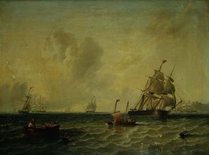 Schepen in een lichte bries bij Whitby