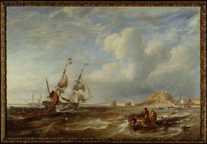 De 78-Ton Brigantijn "The Advocate" voor St. Helier, Jersey, 1749 door John Wilson Carmichael