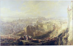 De intocht van George IV in Edinburgh vanaf de Carlton Hill, 1822 door John Wilson Ewbank