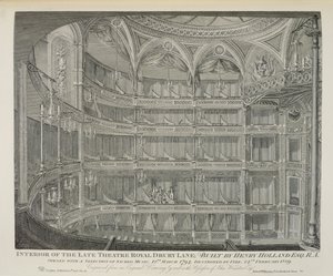 Interieur van het Late Theatre Royal, Drury Lane, in Londen, Gebouwd door Henry Holland, Verwoest door Brand, gegraveerd door Dale door John Winston