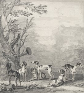 Honden in een landschap door John Wootton