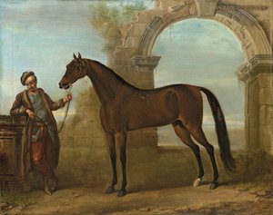 De Godolphin Arabier, Gehouden door een Staljongen, in een Landschap met een Verwoeste Boog, 1731