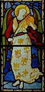 Muzikale engel, 1870 (glas-in-lood) door John and Grylls Burlison