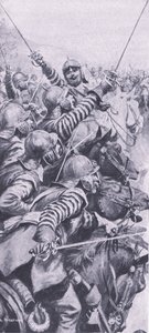 Cavaleriegevecht bij de slag om Edgehill, 23 oktober 1642, illustratie uit Britse gevechten op land en zee, 1915