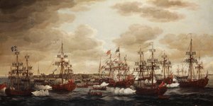 De Aankomst van Prinses Charlotte in Harwich in 1761 door John the Elder Cleveley