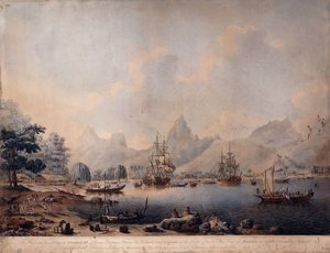 Een uitzicht op Moorea, 1787 door John the Younger Cleveley