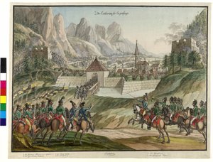 De verovering van de Luziensteig door Oostenrijkse troepen 1799 door Jokob Placidus Altmutter