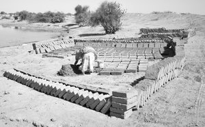 Baksteenfabrieken in Rajasthan, India, 2016 (foto)