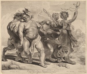 Dronkenschap van Bacchus door Jonas Suyderhoff after Sir Peter Paul Rubens