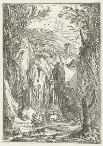 Rotslandschap met antieke tempel door Jonas Umbach