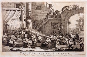 De politieke klysma, prent gemaakt door William Hogarth, 1757 door Jonathan Swift