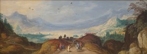 Berglandschap met een meer door Joos de II Momper