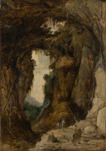 Landschap met Grot en een Ruiter, c.1616 door Joos or Josse de The Younger Momper