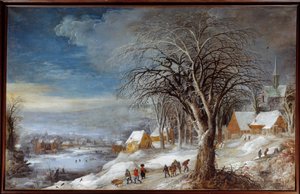 Winterlandschap. Schilderij door Josse II Momper (Ec. Flam.)