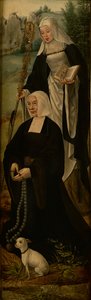 Sint Monica en een schenker, een vleugel van een altaarstuk door Joos van (follower of) Cleve