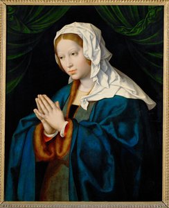De biddende Maagd Maria ... (schilderij op doek) door Joos van Cleve