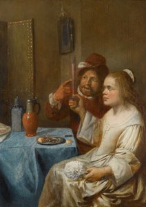 Een stel dat wijn drinkt door Joos van Craesbeeck