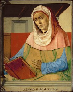 Seneca, Romeins filosoof Uit een serie van 28 portretten, geschilderd rond 1475 voor de studiolo van Federigo da Montefeltre ...