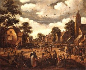 Dorpsscène door Joost Cornelisz
