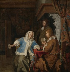 Kaartspelers in een interieur