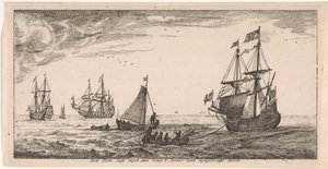 Schepen op zee door Joost van Geel