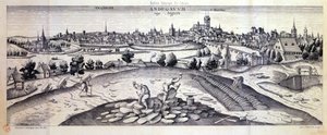Een leisteengroeve in Angers, 1561 door Joris Hoefnagel