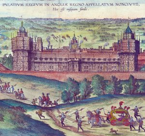Aankomst van koningin Elizabeth I in Nonsuch Palace (detail)