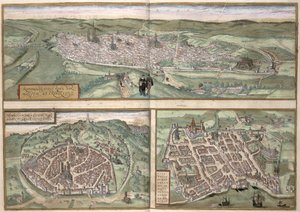 Stadsplannen van Rouen, Nîmes en Bordeaux, uit 