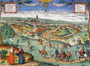 Uitzicht op Sevilla, ca. 1550 door Joris Hoefnagel