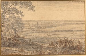Uitgestrekt Landschap Gezien vanaf de Rand van een Bos