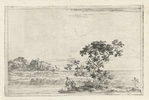 Landschap met figuren bij een boom door Joris van der Haagen