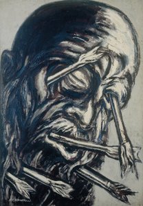 Hoofd doorboord met pijlen, uit de Los teules-serie door José Clemente Orozco