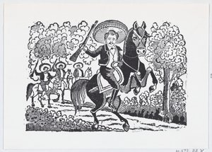 Een revolutionaire soldaat te paard met een geweer Heraclio Bernal, ca. 1880-1910