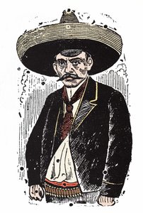 Emiliano Zapata (1880-1919), Mexicaanse revolutionair. Houtsnede door Jose Guadalupe Posada