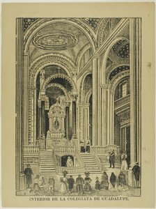 Interieur van de collegiale kerk van Guadalupe door José Guadalupe Posada