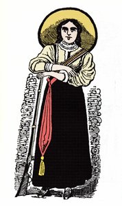 De Mexicaanse Revolutie (1910-1920): Mexicaanse vrouwelijke soldaat. Houtsnede door Jose Guadalupe Posada (1852-1913)