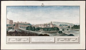 Uitzicht op het Alhambra van Granada, vanaf het kasteel van Torres Bermejas door José de Hermosilla