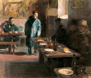 De maaltijd heeft soep. Schilderij door Jose Benlliure Ortiz (1884-1916). Olie op doek. Museum voor Schone Kunsten Sint Pius V, Valencia.