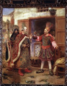 Mensen in de processie van Corpus door Jose Benlliure y Gil