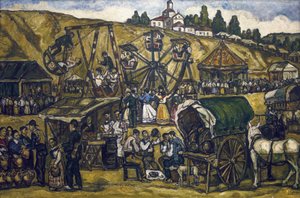 Festival in de weide van San Isidro, Madrid. 1933 door Jose Gutierrez Solana