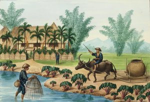 Manilla en zijn omgeving: een scène aan de Pasig-rivier