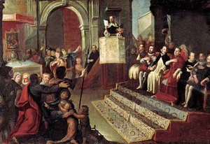 Sint Vincent Ferrer tijdens het Compromis van Caspe in 1412