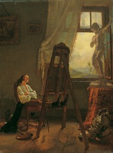 De ingeslapen schilder in het atelier