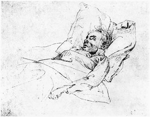 Ludwig van Beethoven (1770-1827) op zijn sterfbed, 28 maart 1827