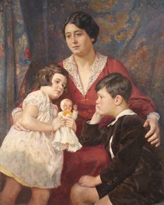 Mevrouw Hirsch met haar kinderen door Josef Engelhart