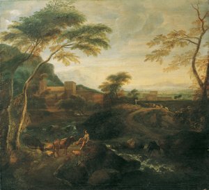 Landschap met grazende koeien