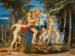 Adam, Eva en familie door Josef Johann Michel